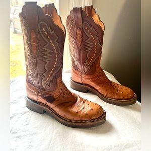 Authentic RARE Lucchese Quill Ostrich Western Cowboy Boots sz 7